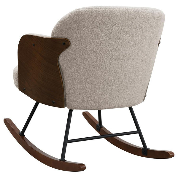 Paige - Boucle Upholstered Mid Back Rocking Chair - Beige