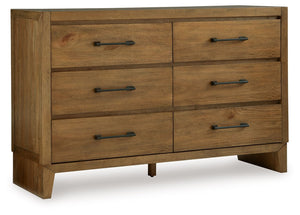 If you appreciate minimalistic style, this dresser is the ideal option. Its soft and simple finish has a laid-back sensibility, blending relaxed contemporary design with a trendy allure. The spacious drawers are accented with stylish metal drawer pulls in
