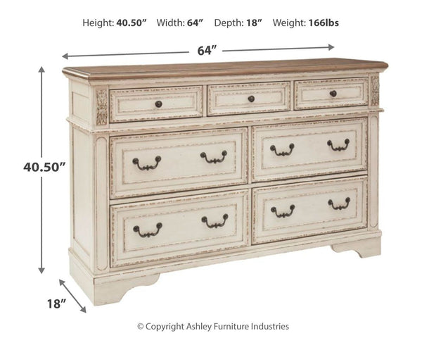 Realyn - White / Brown / Beige - Dresser - 7-drawer