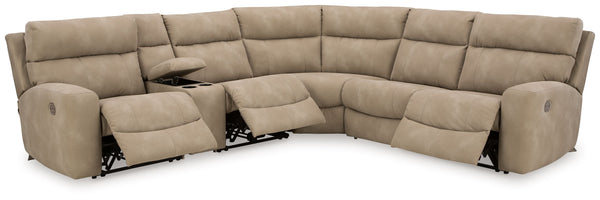 Next-Gen Durapella - Sand - 6-Piece Power Reclining Sectional With Storage Console
