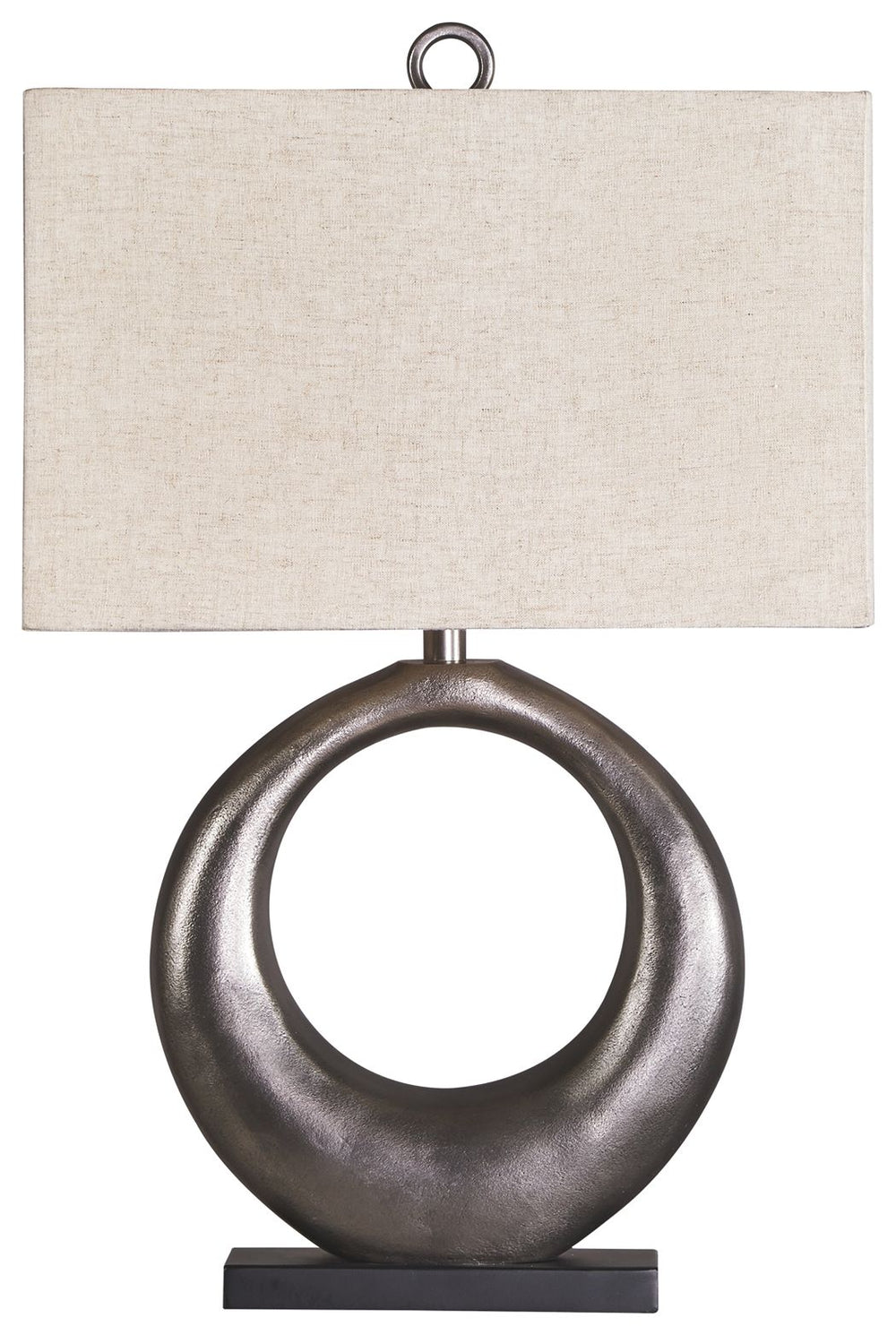 Part sculpture and totally beautiful, this table lamp lets you delight in the art of lighting. The aesthetic may be contemporary and refined, but its antique silvertone cast aluminum infuses a raw element for beautiful balance.<br><br><b>Additional Dimens