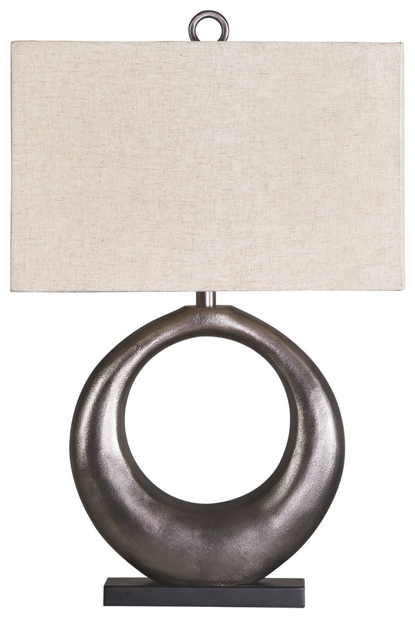 Part sculpture and totally beautiful, this table lamp lets you delight in the art of lighting. The aesthetic may be contemporary and refined, but its antique silvertone cast aluminum infuses a raw element for beautiful balance.<br><br><b>Additional Dimens