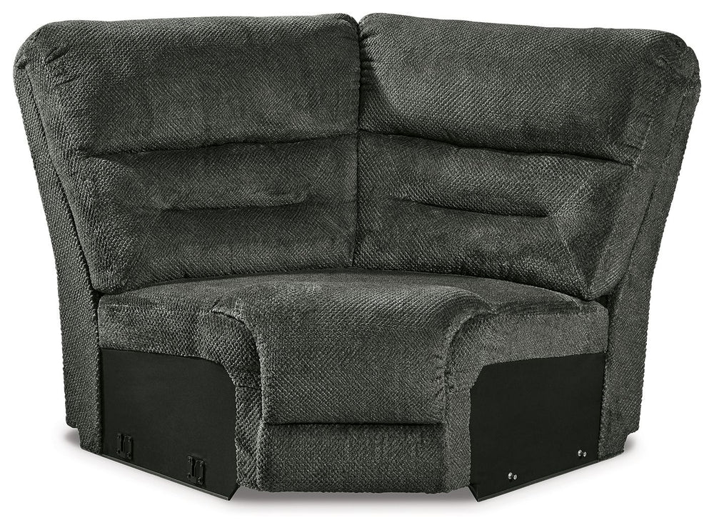 This wedge is made with polyester upholstery. Pairs with other items in the series to make a sectional.<br><br><b>Additional Dimensions</b><br><ul><li>Seat height: 20-"</li><li>Top of cushion to top of back: 27-"</li><li>Leg height: 2.25-"</li><li>Minimum
