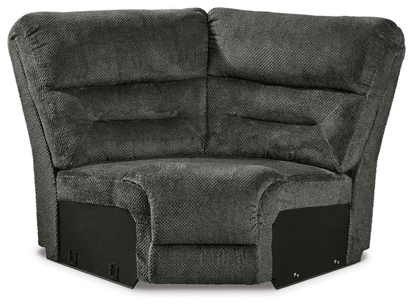 This wedge is made with polyester upholstery. Pairs with other items in the series to make a sectional.<br><br><b>Additional Dimensions</b><br><ul><li>Seat height: 20-"</li><li>Top of cushion to top of back: 27-"</li><li>Leg height: 2.25-"</li><li>Minimum