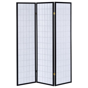 Carrie - 3-Panel Room Divider Folding Shoji Screen - Black