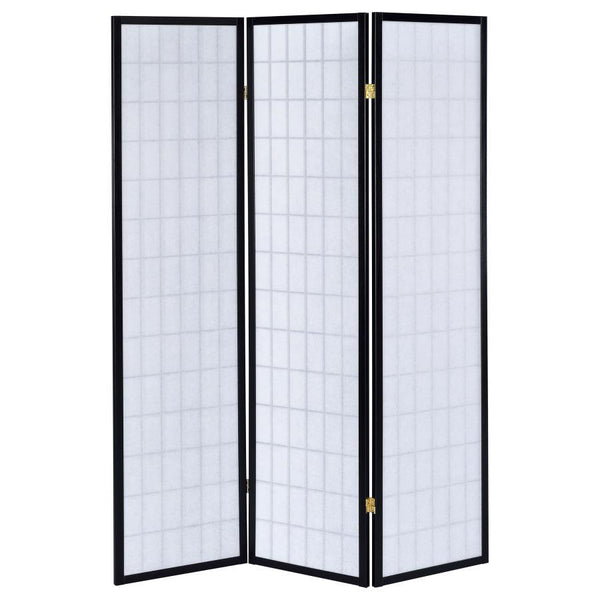 Carrie - 3-Panel Room Divider Folding Shoji Screen - Black