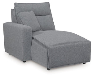 This left-arm facing power reclining back chaise is made with Next-Gen Nuvellaâ„¢ fade-resistant, washable fabric. Pairs with other items in the series to make a modular sectional.<br><br><b>Additional Dimensions</b><br><ul><li>Arm height: 26-"</li><li>Se