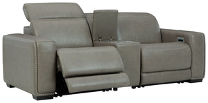 Correze - Gray - Power Loveseat with Console 3 Pc Sectional