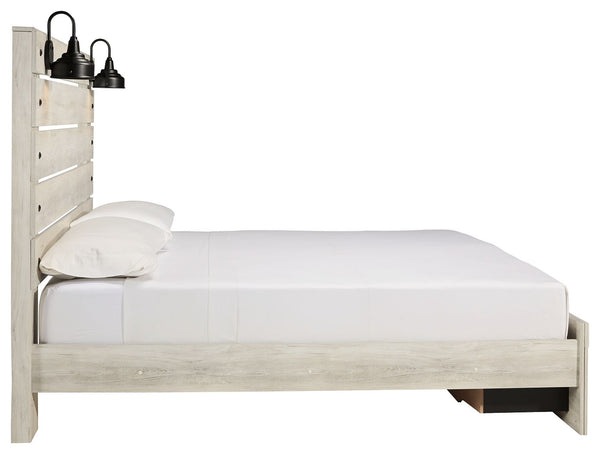 Cambeck - Whitewash - King Panel Bed with 2 Storage Drawers