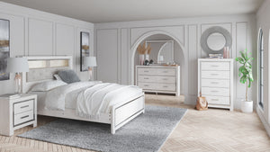 Altyra - 7 Pc. - Dresser, Mirror, Queen Panel Bookcase Bed, 2 Nightstands - White