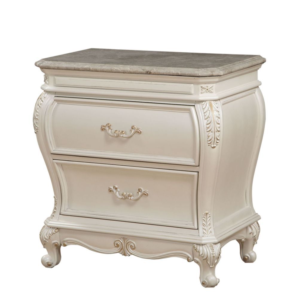 The Chantelle Nightstand will bring a elegant look into your bedroom. Featuring Two drawers to help you stay organized, while the granite top offers excellent resistance to damage and a refined look.<br/><br/><b>Product Features</b><ul><li>2 Drw</li><li>G