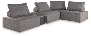This sectional seeks to bring serenity to your outdoor seating area. Channeling Japandi and casual contemporary aesthetics, its low profile encourages laid-back living without sacrificing sophistication. The included back cushions complete moments of tran