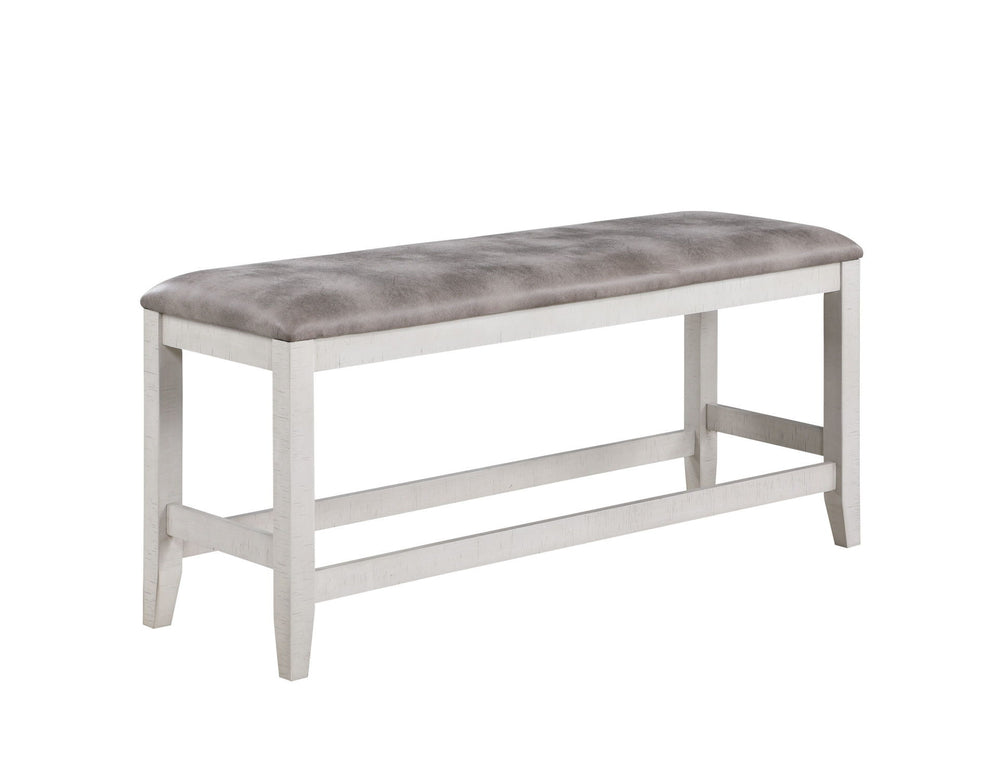 The Richland Counter Bench in Stonewash Gray is a versatile seating option that blends durability, comfort, and style. Expertly crafted from solid Rubberwood, durable manufactured woods, and genuine Acacia wood veneers, this bench is built to withstand ev