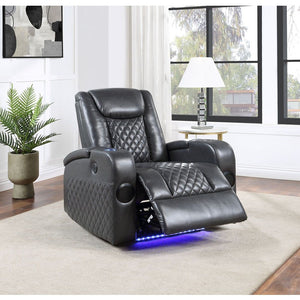 Seat Construction: Pocket Coil Tight Seat & Back Cushion LED Light Included 2 Bluetooth Speake rCooling Cup Holder Wireless Charger Included Storage Arm