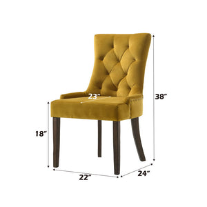 Farren - Side Chair (Set of 2) - Yellow Velvet & Espresso Finish