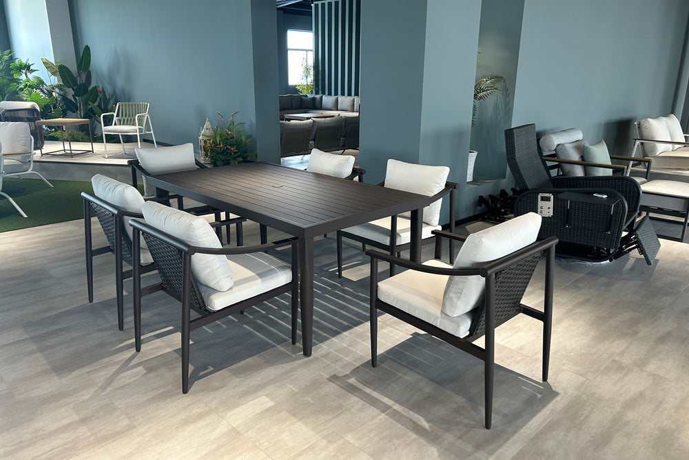 The Moana Patio Side Chairs offer a durable and stylish seating solution for your outdoor space. Built with aluminum frames and a baked-on powder coat finish, these chairs provide excellent resistance to scratches and the elements, ensuring long-lasting u