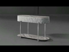 High Gloss Finish Metal Legs Storage Inlcuded Oval Style