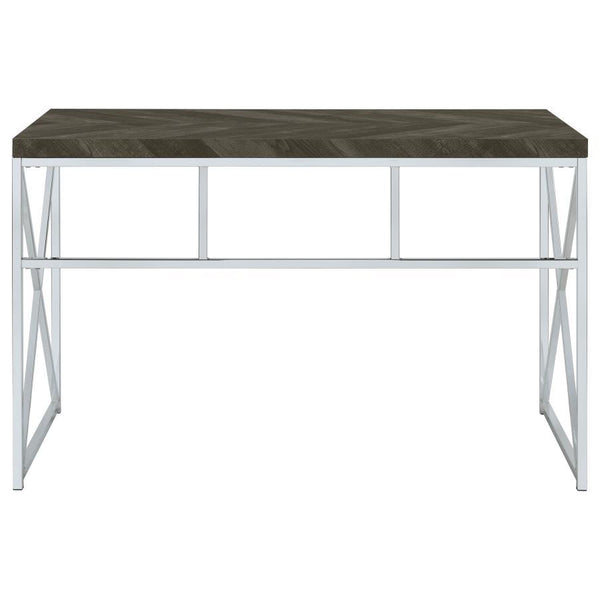Grimma - Writing Office Desk - Rustic Gray And Chrome