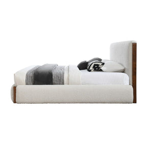 Sandro - Eastern King Bed - White Boucle & Walnut