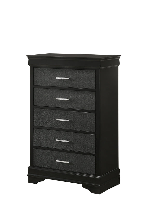 Amalia - Twin 5 Piece Bedroom Set - Black
