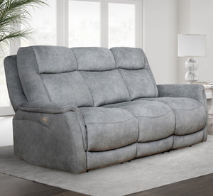 Linus - Power Reclining Sofa And Loveseat - Hudson Gray