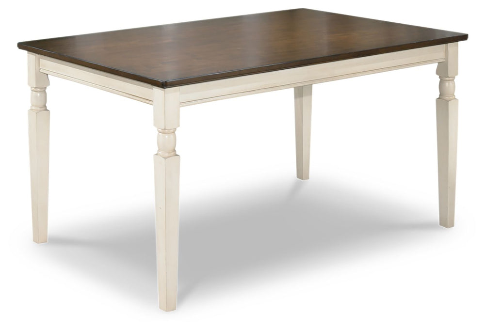 Incorporate cottage-cool warmth in your dining space with this dining room table. A two-tone finish serves up twice the charm and character.<br><br><b>Additional Dimensions</b><br><ul><li>Apron to floor: 25.75-"</li></ul><br/><br/><b>Product Features</b><