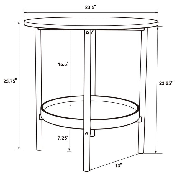 Delfin - Round Glass Top Side End Table - Black And Brown