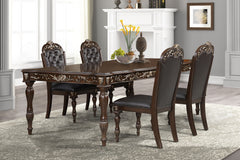The Royal Classics Maximus 5-Piece Dining Set brings timeless craftsmanship and elegant design to any dining space. Meticulously crafted from solid poplar and premium birch veneers, this set is built for lasting beauty and durability. The multi-step cherr
