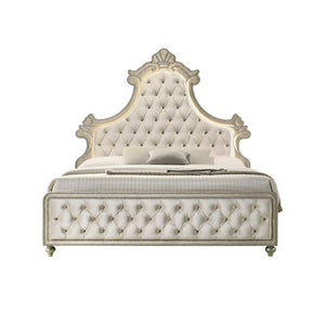 Lucienne - Queen Bed With LED - Beige Velvet