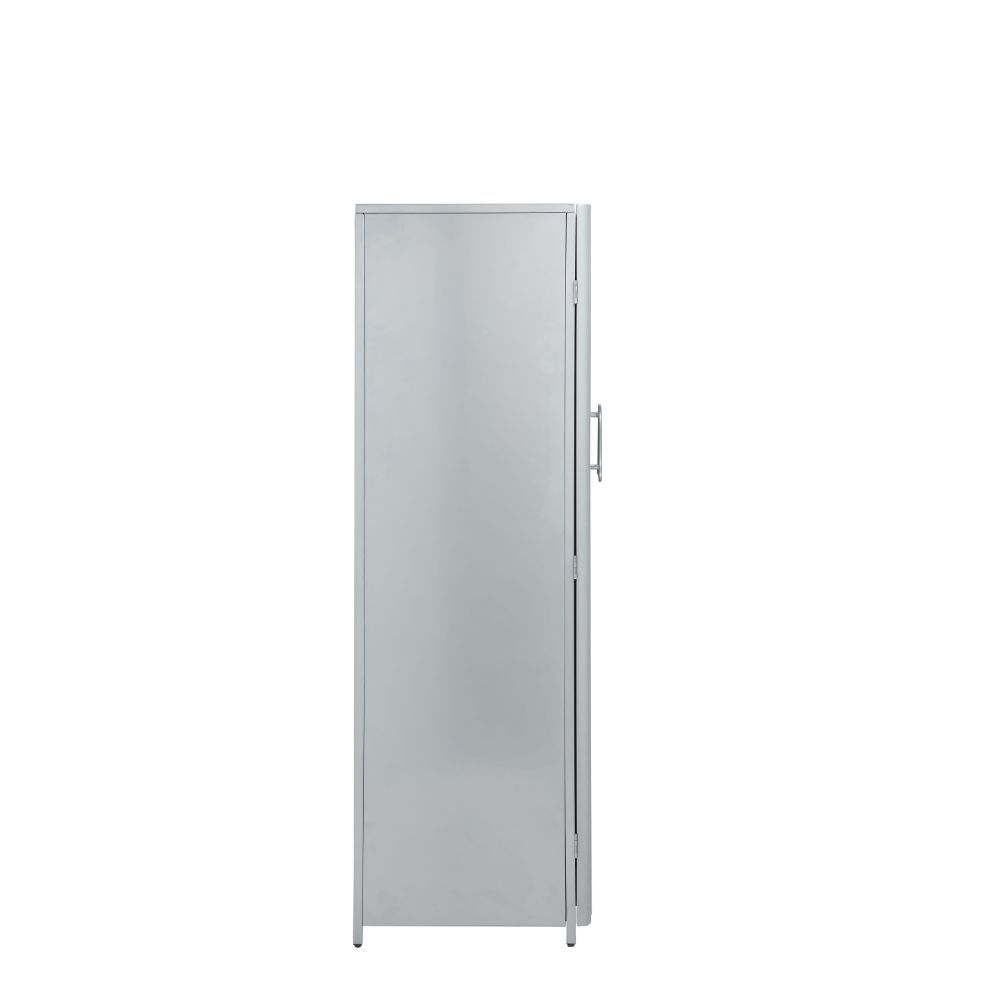 KD, Rectangular Wardrobe (Back Panel with Gray Finish) â€¢ Storage: 2 Metal Doors â€¢ RF Door: 2 Compartments, Bottom with Hanging Rod (1 Removable Shelf) â€¢ LF Door: 5 Compartments (4 Removable Shelves) â€¢â€¢â€¢ Metal Construction: Silver Finish Metal 