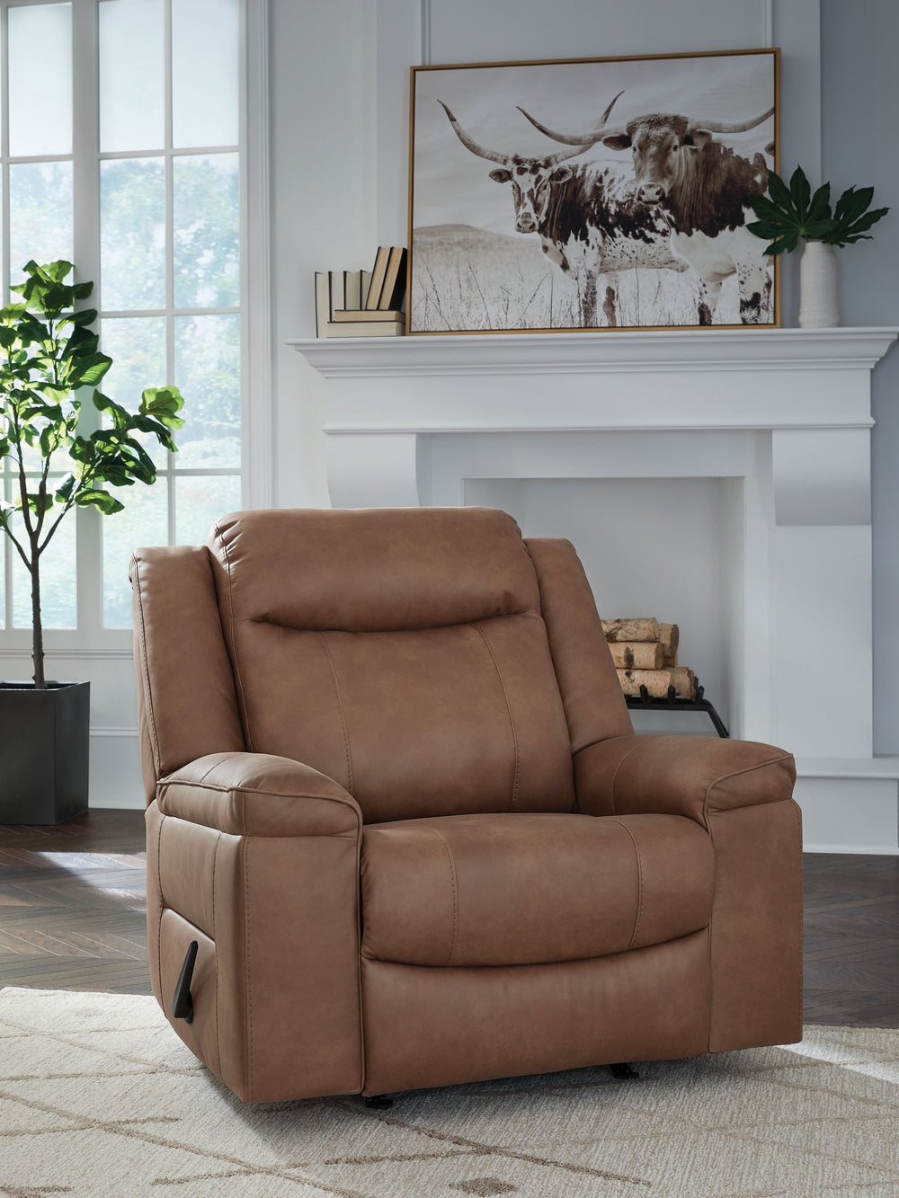 Indulge in larger-than-life style with this recliner. Intentionally crafted to provide extra support, its generously sized seat and high back invite you to sit back and settle in. When youâ€™re ready to recline, a smooth one-pull motion puts you in the co