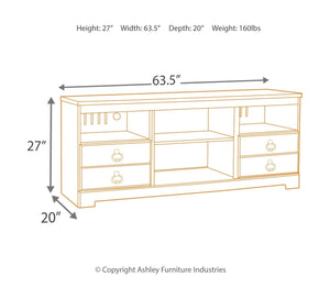 Willowton - Whitewash - 4 Pc. - Entertainment Center - 64" TV Stand with Fireplace Option