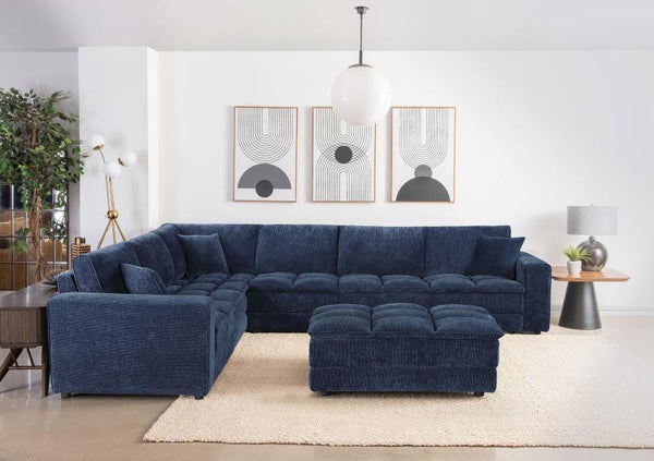Atlantic - Corduroy Upholstered Rectangular Ottoman - Blue