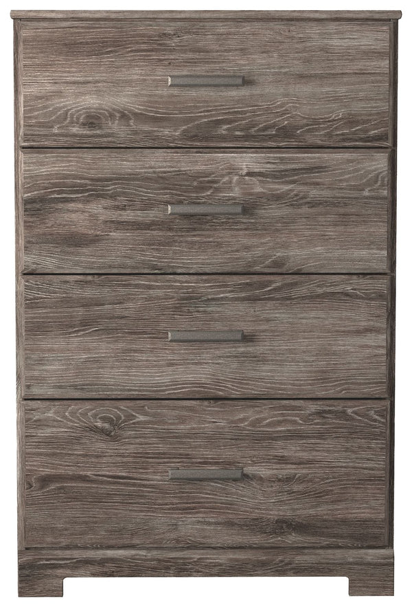  this chest of drawers is a fresh style awakening. A warm gray hue over replicated oak grain easily complements other furniture finishes. Smooth drawer fronts with antiqued pewter-tone handles complete the aes