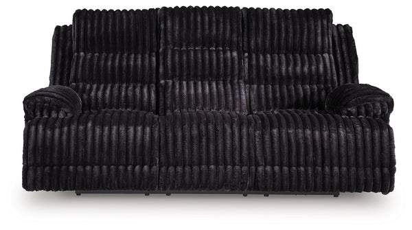 Rhine Falls - Onyx - Reclining Power Sofa With Drop Down Table