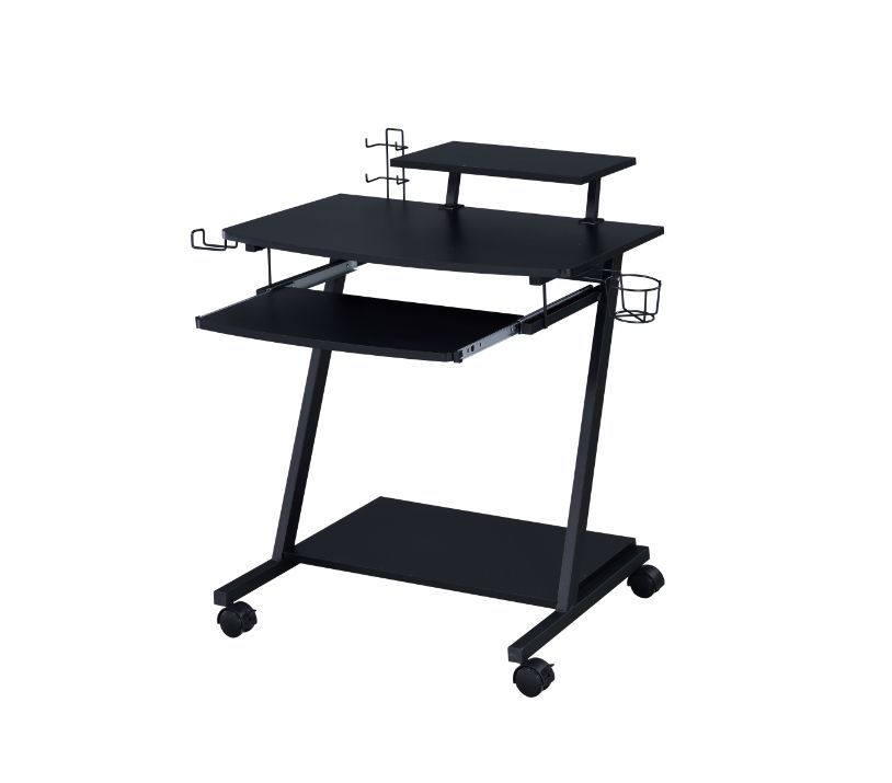 KDâ€¢ Rectangular Gaming Tableâ€¢ Storage: Open Compartmentâ€¢ Keyboard Tray Includedâ€¢ Wheel Includedâ€¢ Table Top Thickness: 15mm<br/><br/><b>Product Features</b><ul><li>Case: 1Pc/1Ctn</li><li>Finish: Black Finish</li><li>Style: Industrial</li><li>Mate
