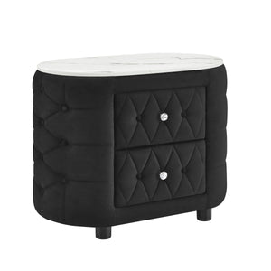 Add a touch of opulence to your space with this exquisitely designed bedside piece, blending contemporary elegance with timeless sophistication. The sleek silhouette is wrapped in a luxurious, tufted finish, complete with shimmering accents that catch the