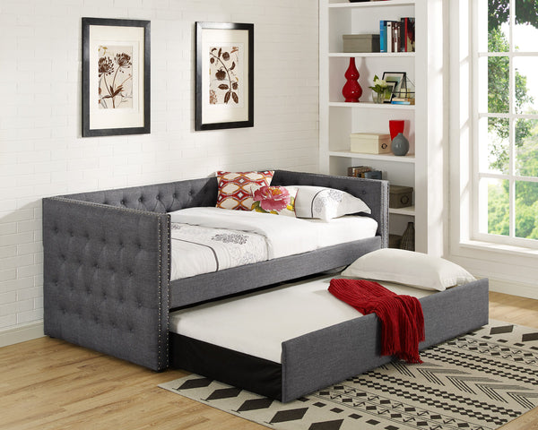 Trina-Daybed-Gray<h4><b>Trina - Daybed Arm Slats - Gray</b></h4> <table width="100%"><colgroup><col style="width: 30%"> <col style="width: 70%"> </colgroup> <tbody> <tr> <td>Dimensions</td> <td> 88.75"L x 43.50"D x 34.00"H</td> </tr> <tr> <td>Weight</td> 