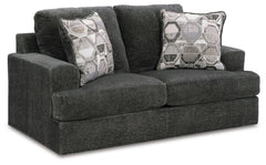 Craving casual refinement? This loveseat has you covered. Its decidedly contemporary frame cradles sizable cushions in an ultra-soft neutral hue, lightening the mood in your living room with simple style and everyday comfort. Solid and geometric accent pi