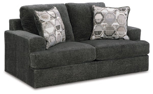 Craving casual refinement? This loveseat has you covered. Its decidedly contemporary frame cradles sizable cushions in an ultra-soft neutral hue, lightening the mood in your living room with simple style and everyday comfort. Solid and geometric accent pi