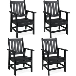 -Constructed of premium HDPE material that is easy-to-maintain and anti-cracking -Reclined high backrest helps you relax your body -Contoured seat provides support for your hips and thighs -Wide armrests allow you to comfortably rest your arms -Stainless 