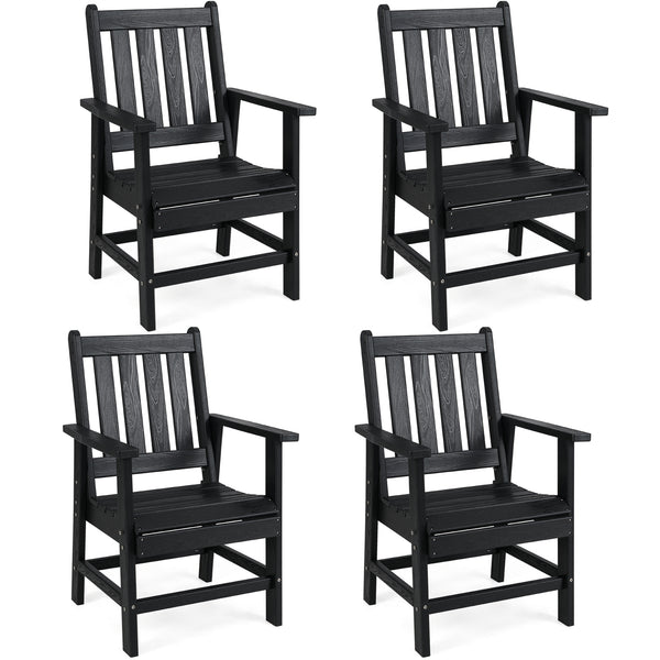 -Constructed of premium HDPE material that is easy-to-maintain and anti-cracking -Reclined high backrest helps you relax your body -Contoured seat provides support for your hips and thighs -Wide armrests allow you to comfortably rest your arms -Stainless 