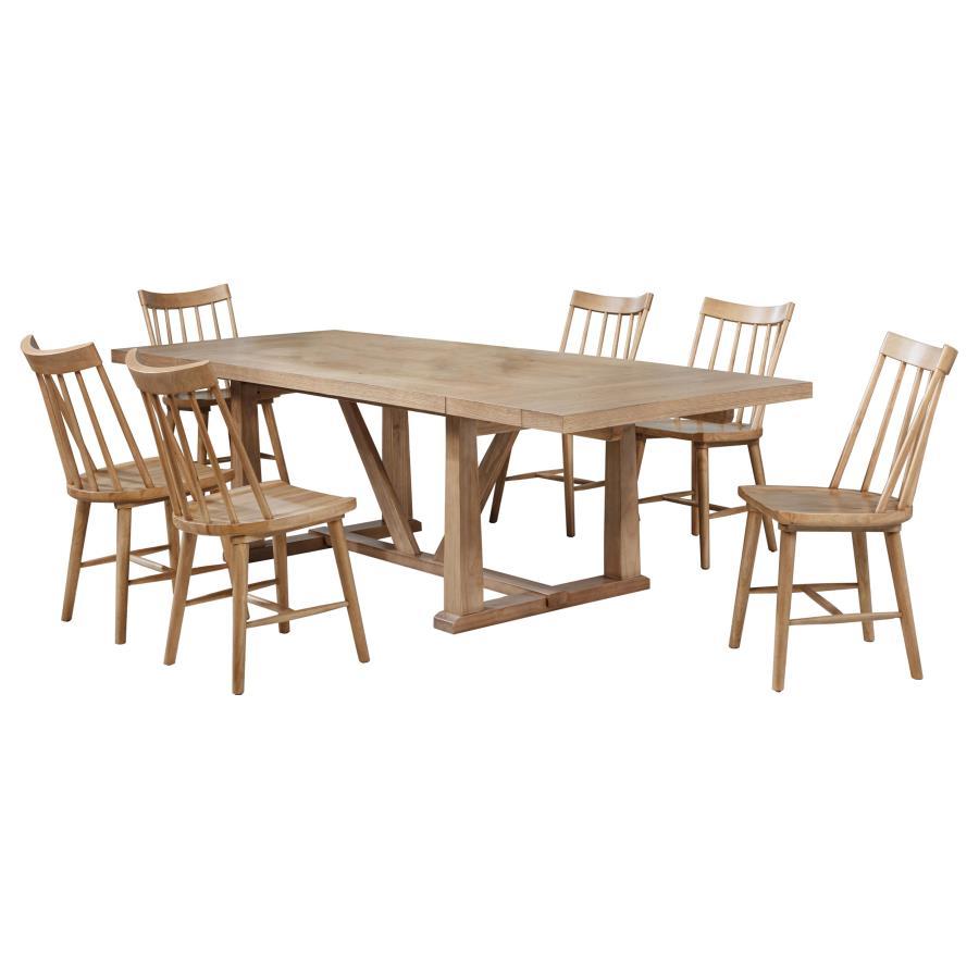 Extension dining table expands up to 106 inches for flexible seating options<h4><b>Middleton - 106" Extension Leaf Dining Table - Natural Brown</b></h4> <table width="100%"><colgroup><col style="width: 30%"> <col style="width: 70%"> </colgroup> <tbody> <t
