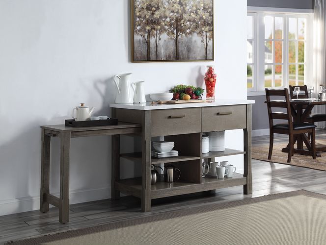KD 2 Storage Drawer & 4 Open Compartment Wood Frame Marble Top 1 Pull-Out Table Included (Wooden Top)<br/><br/><b>Product Features</b><ul><li>KD</li><li>2 Storage Drawers & 4 Open Compartments</li><li>Wood Frame</li><li>Marble Top</li><li>1 Pull-Out Table