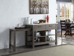 KD 2 Storage Drawer & 4 Open Compartment Wood Frame Marble Top 1 Pull-Out Table Included (Wooden Top)<br/><br/><b>Product Features</b><ul><li>KD</li><li>2 Storage Drawers & 4 Open Compartments</li><li>Wood Frame</li><li>Marble Top</li><li>1 Pull-Out Table