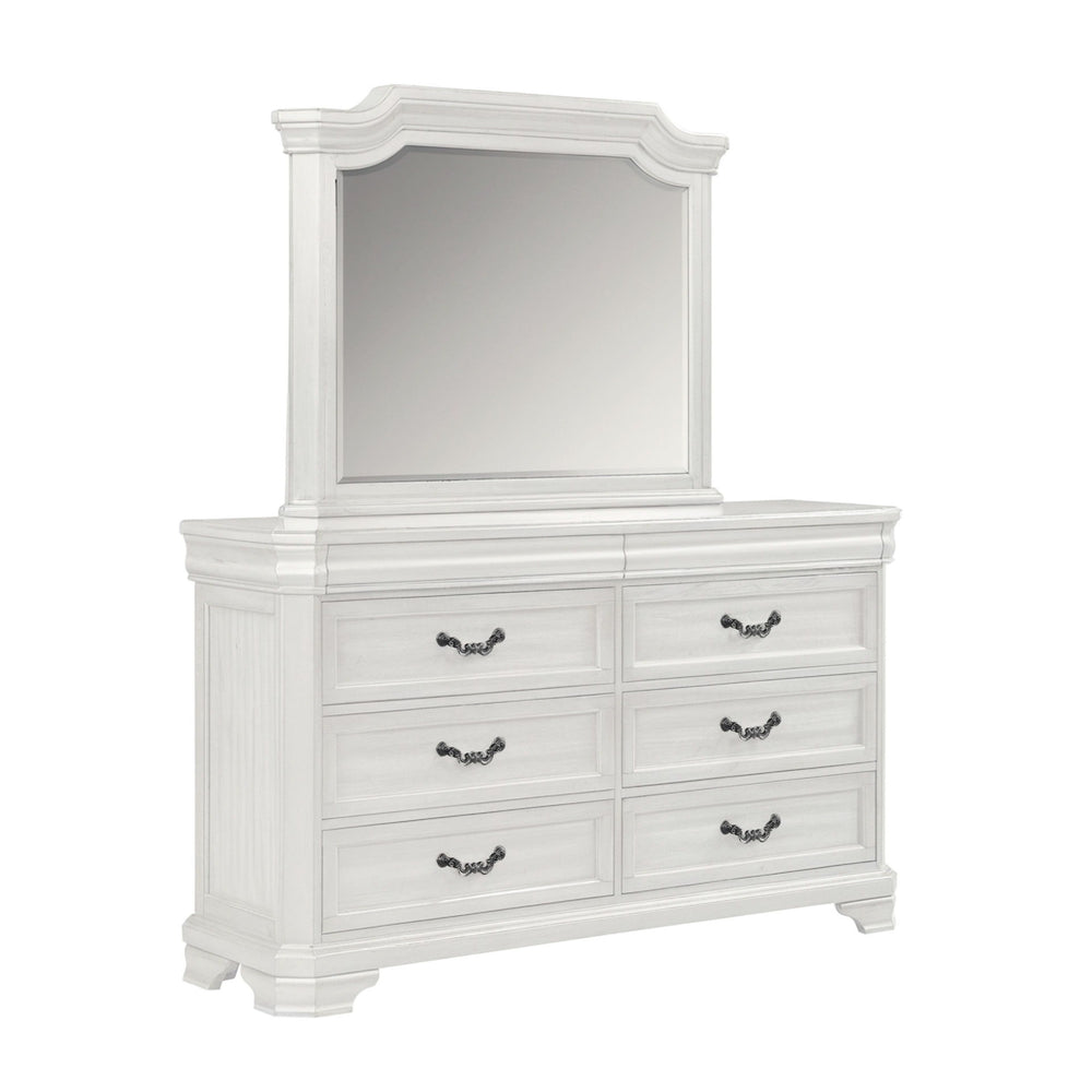 Introducing the Lyndhurst Landscape Mirror in Vintage Whiteâ€”a stunning addition to any bedroom decor. Crafted from solid Acacia, Acacia veneers, and manufactured wood, this mirror is built to last, ensuring enduring strength and durability. Its heirloom