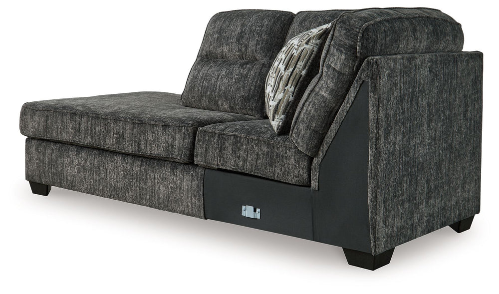 This left-arm facing corner chaise is made with polyester upholstery. Pairs with other items in the series to make a sectional.<br><br><b>Additional Dimensions</b><br><ul><li>Arm height: 27-"</li><li>Seat depth: 72-"</li><li>Seat height: 20-"</li><li>Top 