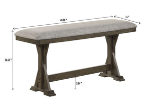 the sturdy table features a bold trestle base that exudes farmhouse ap