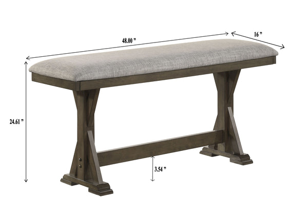  the sturdy table features a bold trestle base that exudes farmhouse ap