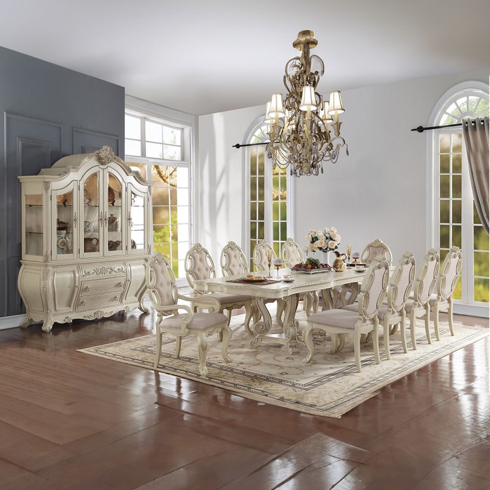 KD, Armless Chair Padded Seat & Back: Fabric Cushion (Backrest: Button Tufted & Wooden Trim with Scrolled Crown Molding) Wooden Seat Apron Wooden Cabriole Leg<br/><br/><b>Product Features</b><ul><li>Armless Chair</li><li>Padded Seat & Back: Fabric Cushion